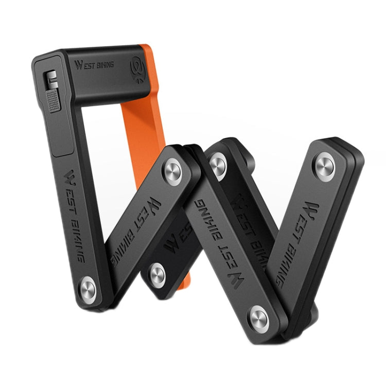 WEST BIKING Bicycle Anti-Theft Lightweight Folding Chain Lock(Black Orange) - free shipping - PMC TechLife - Order now!