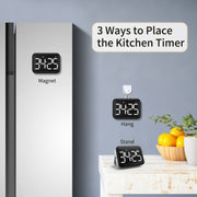 Rechargeable Large Screen LCD Electronic Timing Reminder Alarm Clock Kitchen Baking Timer(Black)