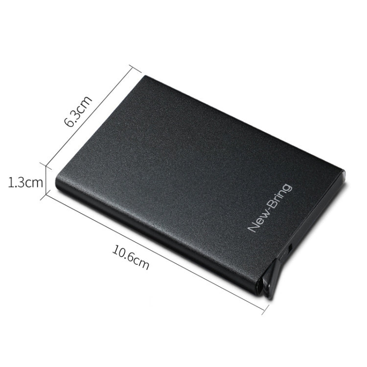 NEWBRING Metal Wallet Automatic Pop-up Anti-degaussing Card Holder, Colour: Black With Back Stickers - free shipping - PMC Jewellery - Order now!