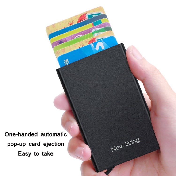 NEWBRING Metal Wallet Automatic Pop-up Anti-degaussing Card Holder, Colour: Gray With Back Stickers - free shipping - PMC TechLife - Order now!