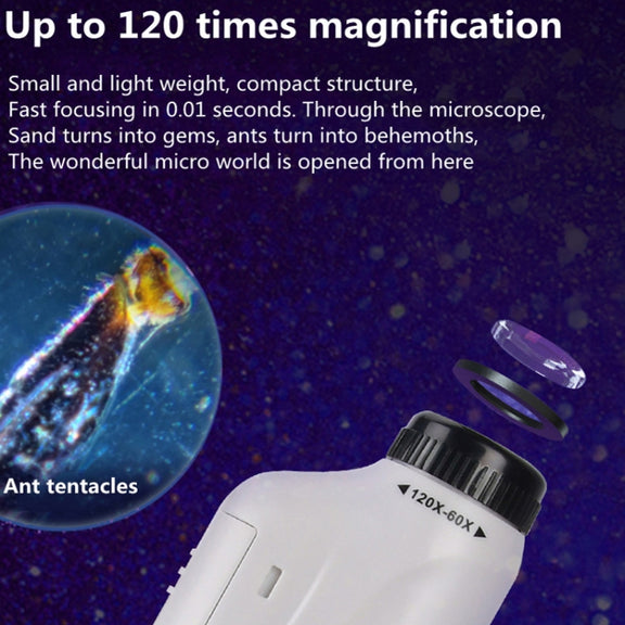 Children Handheld Portable Laboratory Equipment Microscope Toys, Colour: Lite + Specimen (White)
