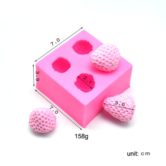 2 PCS Fondant Chocolate Cake Decorating Strawberry Silicone Mold(Pink)