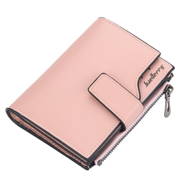 Baellerry N5013 Ladies Cropped Wallet Multi-Card Slot Zipper Buckle Coin Purse(Pink)
