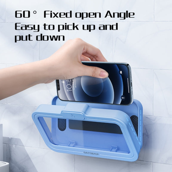 Oatsbasf  Bathroom Water-resistant Phone Case Holder Shower Phone Box Wall Mount Phone Holder(White)