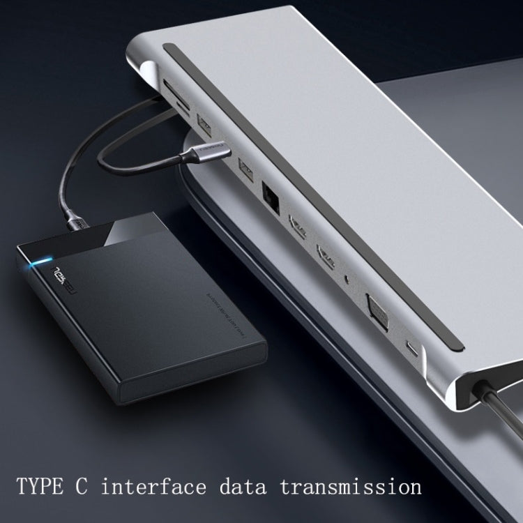 12 In 1 Type C Laptop Smart Docking Station(Gray) - USB HUB by PMC TechLife | Online Shopping South Africa | PMC TechLife