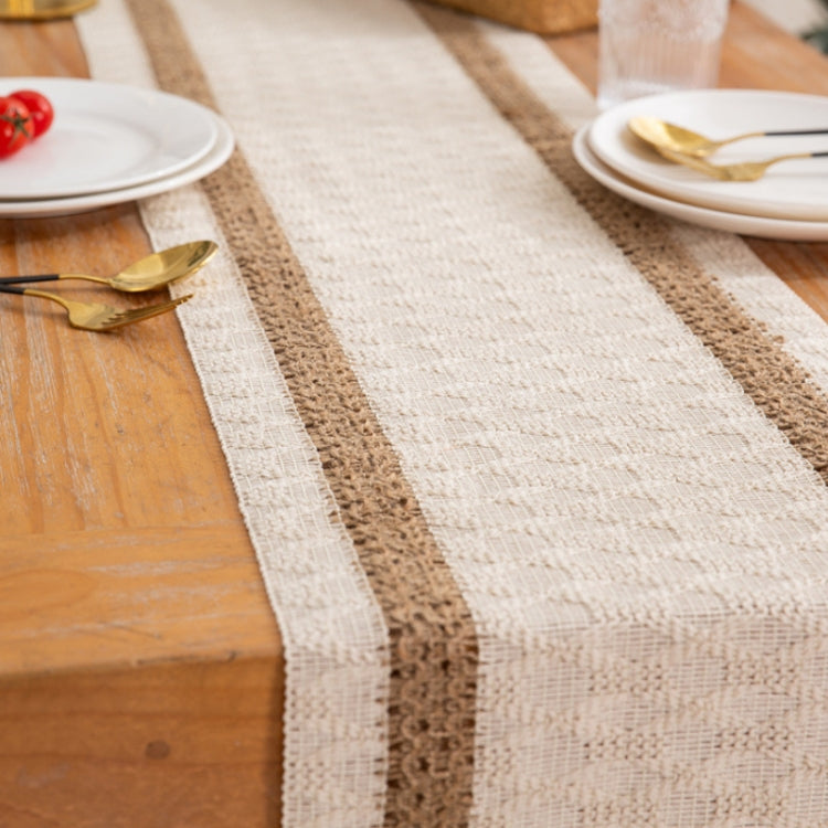 Cotton and Linen Woven Colorblock Tassel Striped Rhombus Table Runner, Size: 30x50cm(2 Hemp + Diamond Lattice) - Tablecloths & Table Mats by PMC TechLife | Online Shopping South Africa | PMC TechLife