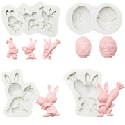 2 PCS Easter Bunny Egg Chocolate Baking Clay Silicone Mold, Specification: Bouquet Bunny