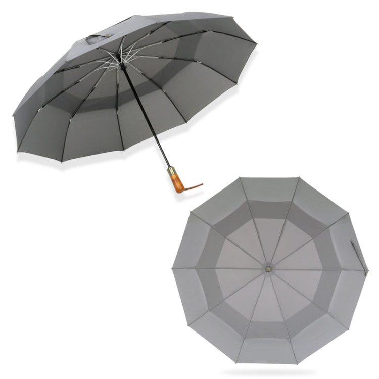 PARACHASE Ten-bone Double-layer Large Windproof Business Automatic Folding Umbrella(Grey) - free shipping - PMC TechLife - Order now!