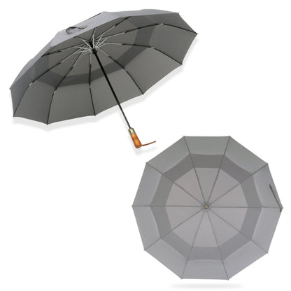 PARACHASE Ten-bone Double-layer Large Windproof Business Automatic Folding Umbrella(Grey) - free shipping - PMC Jewellery - Order now!