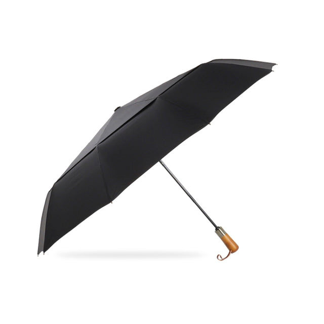 PARACHASE Ten-bone Double-layer Large Windproof Business Automatic Folding Umbrella(Black)
