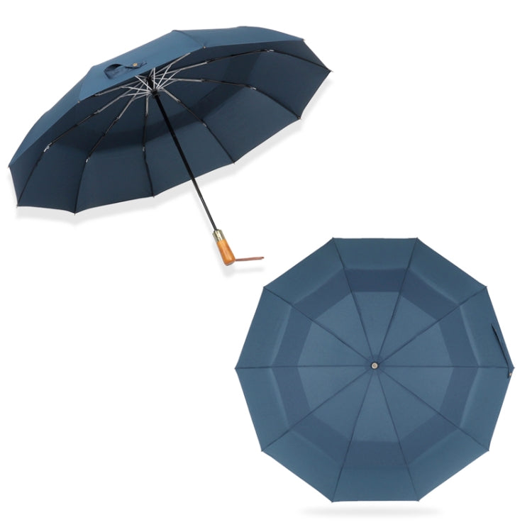 PARACHASE Ten-bone Double-layer Large Windproof Business Automatic Folding Umbrella(Navy) - free shipping - PMC Jewellery - Order now!
