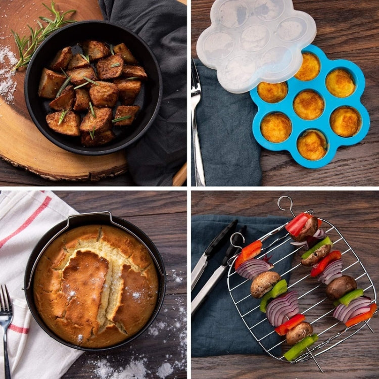 6 PCS/Set 7 inch Air Fryer Baking Accessories Stainless Steel Set - Kitchen Machine Accessories & Parts by PMC TechLife | Online Shopping South Africa | PMC TechLife