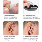 Elderly Use Can Charge Sound Amplifier Hearing Aid, Specification: US Plug(Skin Color Double Machine+White Charging Bin)