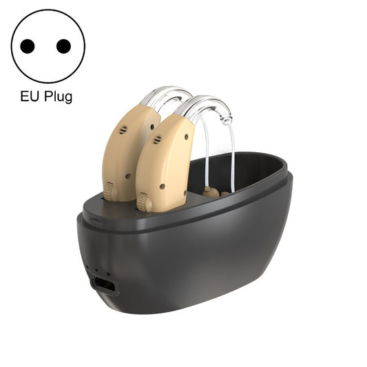 Elderly Use Can Charge Sound Amplifier Hearing Aid, Specification: EU Plug(Skin Color Double Machine+Black Charging Bin) - Hearing Aids by PMC Jewellery | Online Shopping South Africa | PMC Jewellery | Buy Now Pay Later Mobicred