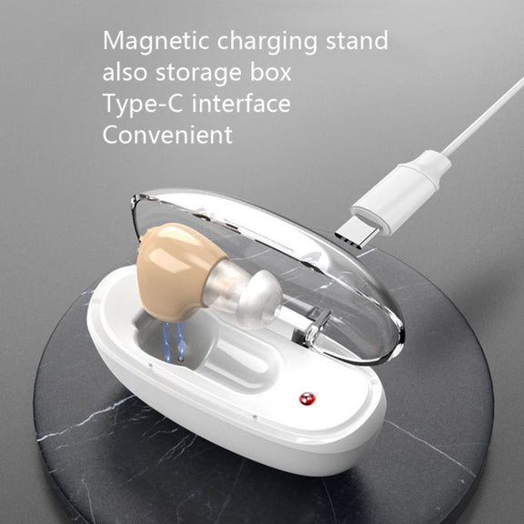 Elderly Sound Amplifier Portable Ear Canal Rechargeable Hearing Aid, Specification: US Plug(Skin Color)