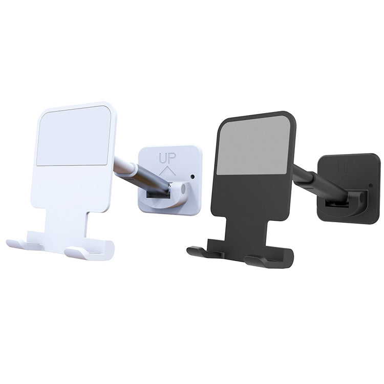 2 PCS T11 Wall Paste Mobile Phone Bracket Foldable Lift Bathroom Kitchen Wall Bracket(Black)