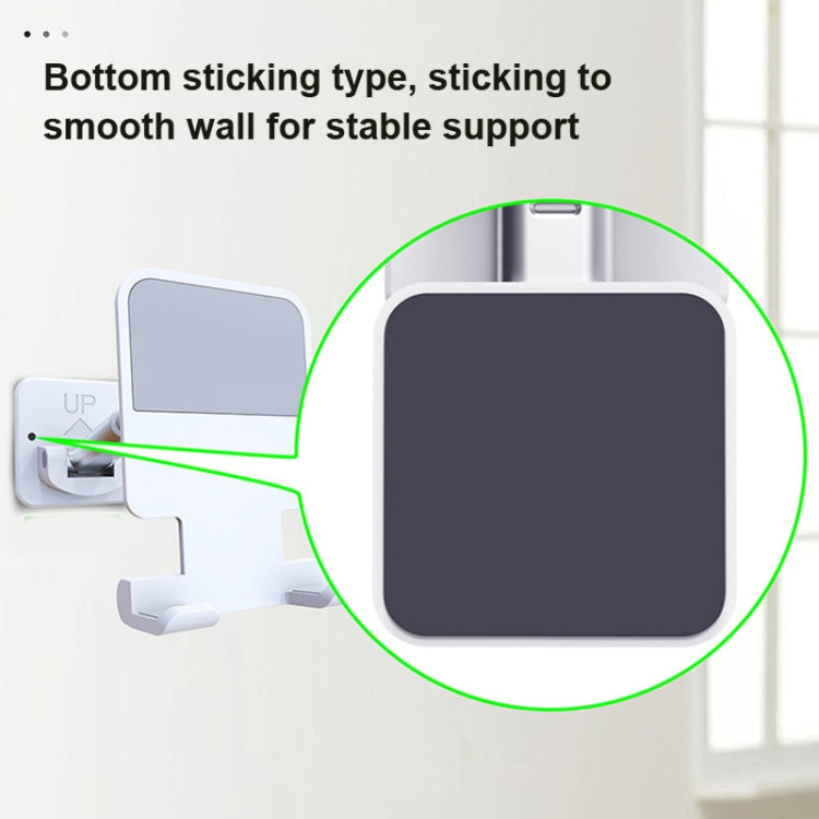 2 PCS T11 Wall Paste Mobile Phone Bracket Foldable Lift Bathroom Kitchen Wall Bracket(Black)