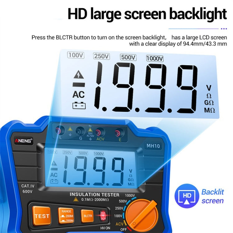 ANENG MH10 Digital High Precision Insulation Resistance Tester(Orange) - free shipping - PMC Jewellery - Order now!
