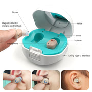 TWS On-Ear Sound Amplifier Hearing Aid with Charging Compartment(Skin Color)