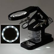 Desktop Multifunctional Chip Welding Repair Inspection Magnifying Glass with LED Light(White)