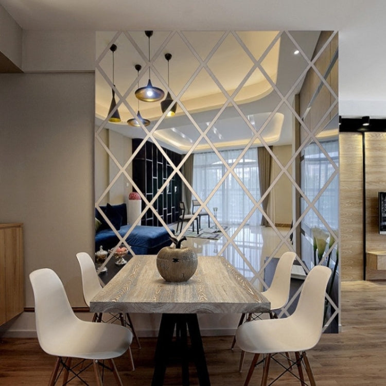 Rhombus Stitching Background Acrylic Mirror Decorative Stickers, Specification: Golden Large - free shipping - PMC TechLife - Order now!