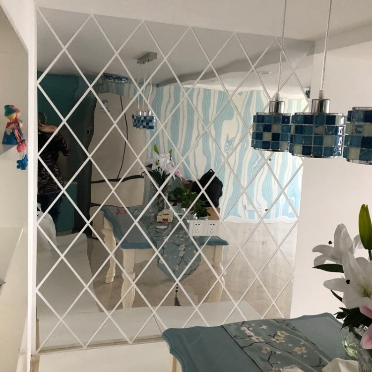 Rhombus Stitching Background Acrylic Mirror Decorative Stickers, Specification: Silver Small - Decorative Mirrors by PMC TechLife | Online Shopping South Africa | PMC TechLife