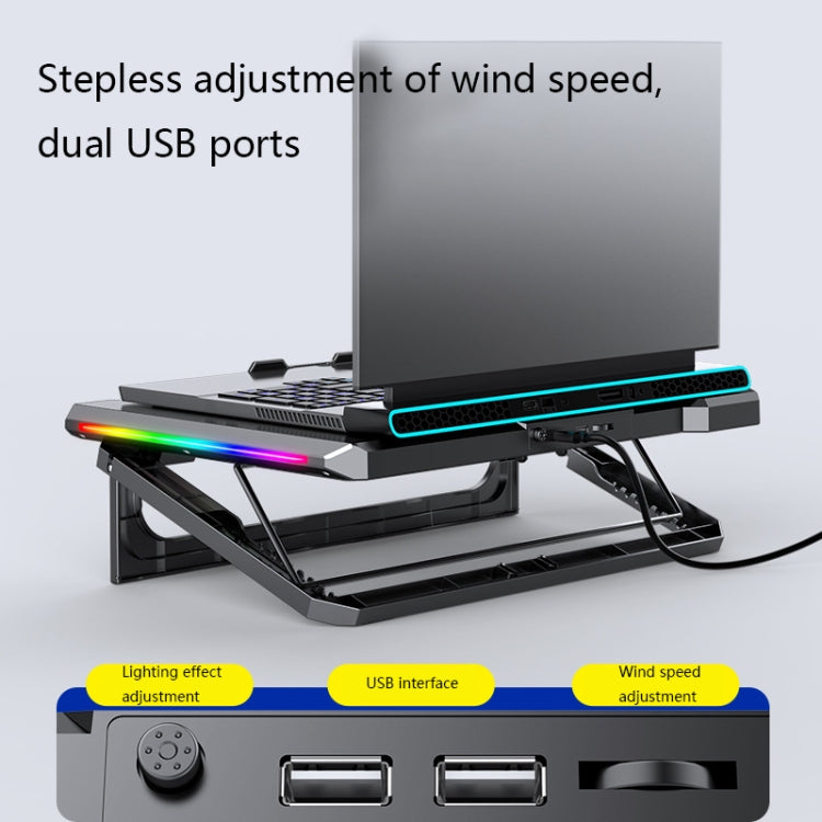 NUOXI Q9 RGB Lighting Effect Laptop Cooler(Black) - free shipping - PMC Jewellery - Order now!