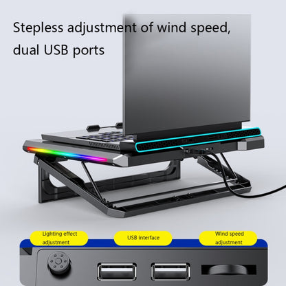 NUOXI Q9 RGB Lighting Effect Laptop Cooler(Black) - free shipping - PMC Jewellery - Order now!