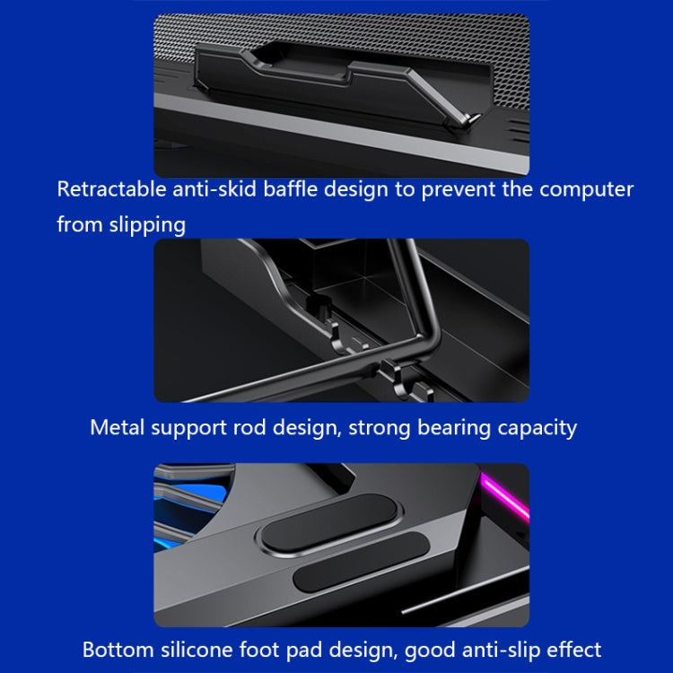 NUOXI Q9 RGB Lighting Effect Laptop Cooler(Black) - free shipping - PMC Jewellery - Order now!