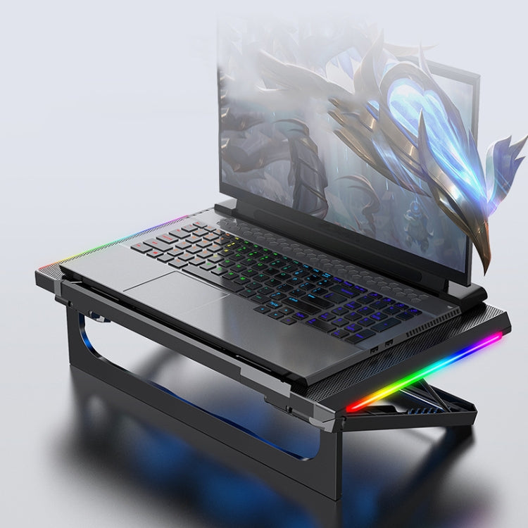NUOXI Q9 RGB Lighting Effect Laptop Cooler(Black) - free shipping - PMC Jewellery - Order now!