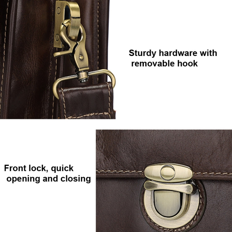 Men Retro Cowhide Leather Briefcase Multifunctional Laptop Bag for 15.6 Inch Computer(Coffee) - free shipping - PMC Jewellery - Order now!