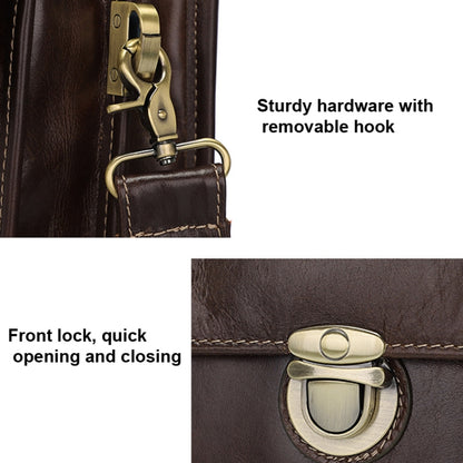 Men Retro Cowhide Leather Briefcase Multifunctional Laptop Bag for 15.6 Inch Computer(Coffee) - free shipping - PMC Jewellery - Order now!