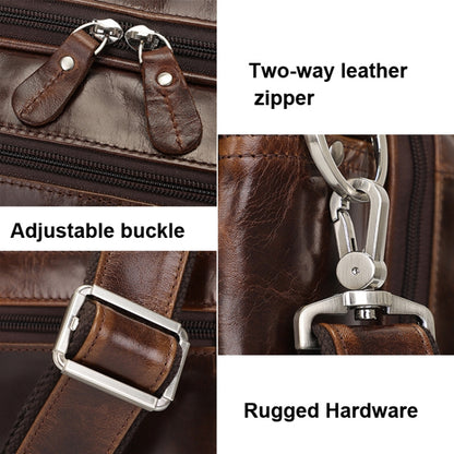 Men Retro Oil Wax Leather Handbag 17 Inch Computer Bag Shoulder Diagonal Briefcase(Brown) - free shipping - PMC Jewellery - Order now!