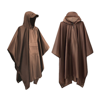 Duff PU Coated Pocket Style 3 In 1 Raincoat Backpack Mountaineering Outdoor Hiking Rain Cape(Brown) - Raincoats by PMC Jewellery | Online Shopping South Africa | PMC Jewellery | Buy Now Pay Later Mobicred