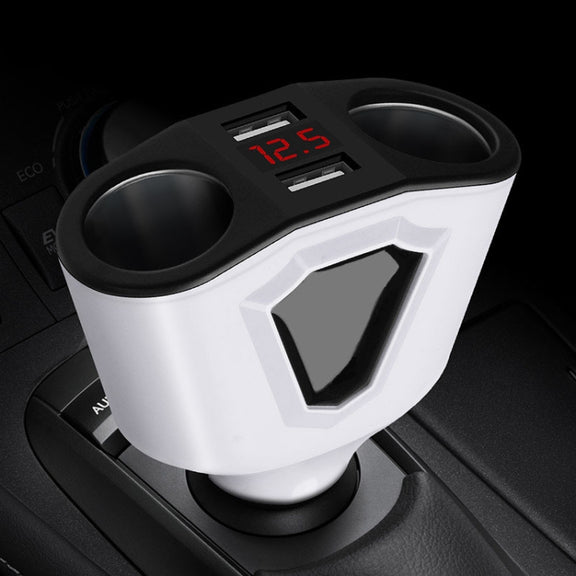 3.1A Dual USB Digital Display Multi-Function Driving Recorder Universal Automotive Charger(White)