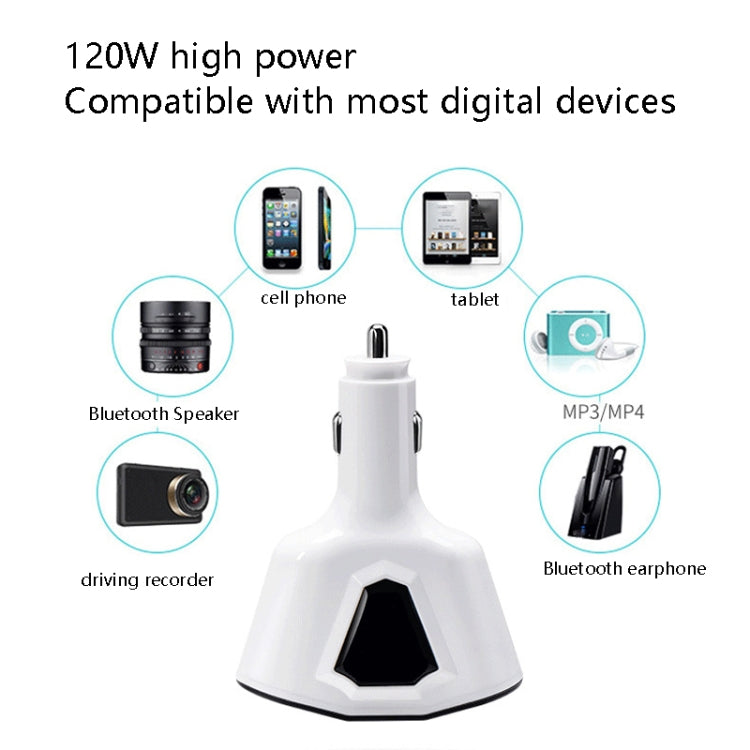3.1A Dual USB Digital Display Multi-Function Driving Recorder Universal Automotive Charger(White)