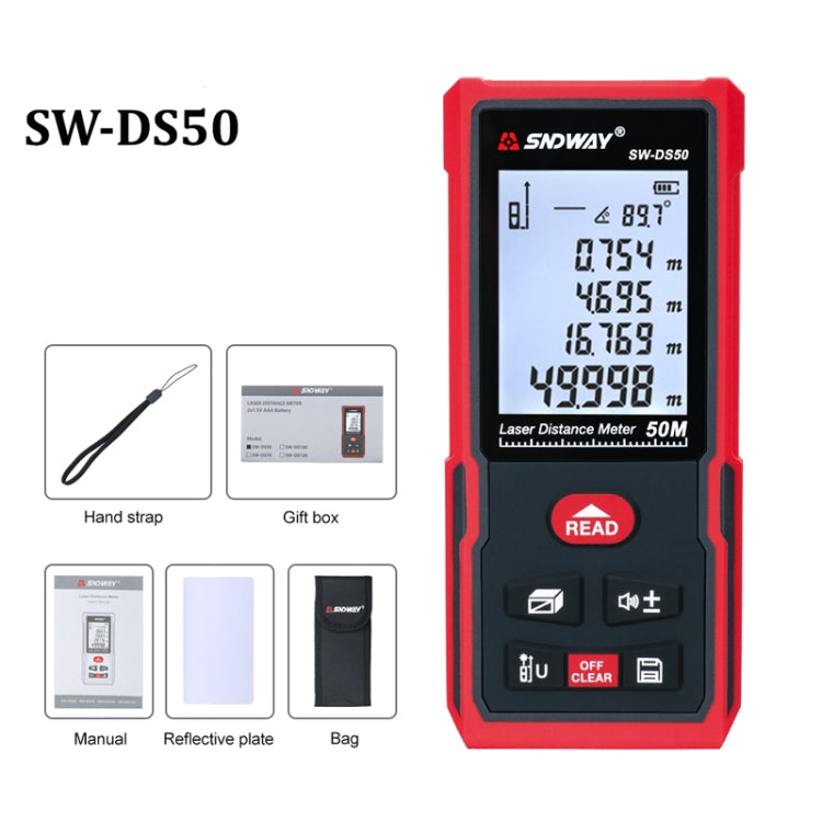 SNDWAY SW-DS50 Handheld Laser Rangefinder Infrared Laser Ruler, Distance: 50m - free shipping - PMC TechLife - Order now!