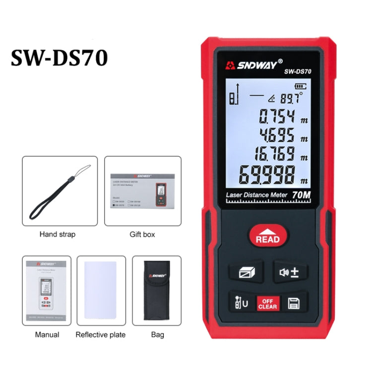 SNDWAY SW-DS70 Handheld Laser Rangefinder Infrared Laser Ruler, Distance: 70m - free shipping - PMC TechLife - Order now!
