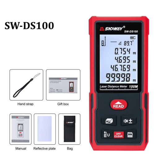 SNDWAY SW-DS100 Handheld Laser Rangefinder Infrared Laser Ruler, Distance: 100m - free shipping - PMC Jewellery - Order now!