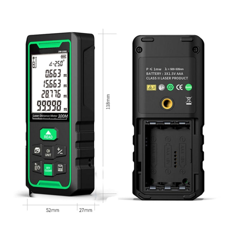 SNDWAY SW100G High-precision Indoor and Outdoor Green Laser Rangefinder, Distance: 100m - free shipping - PMC TechLife - Order now!