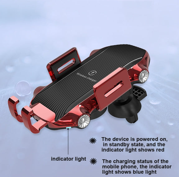 X343 15W Car Wireless Charger Smart Induction Suction Cup Phone Holder( Red)