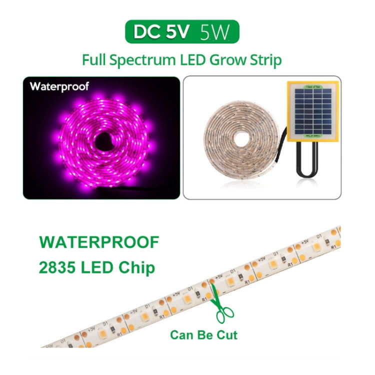 LED Full Spectrum Plant Fill Light Grow Light(Solar Panel+ 5M Lamps) - LED Grow Lights by PMC TechLife | Online Shopping South Africa | PMC TechLife