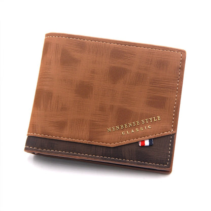 Menbense Hot Stamping Hinge Short Matte Multi-Card Large Capacity Male Wallet(D3301-4 Light Brown) - free shipping - PMC Jewellery - Order now!