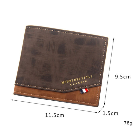 Menbense Hot Stamping Hinge Short Matte Multi-Card Large Capacity Male Wallet(D3301-4 Light Brown)