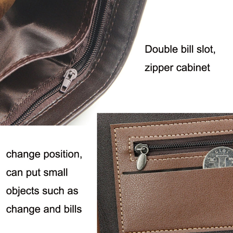 Menbense Hot Stamping Hinge Short Matte Multi-Card Large Capacity Male Wallet(D3301-4 Light Brown)