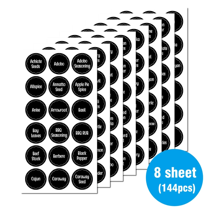 144 PCS Printed Spice Jar Labels Pantry Stickers Blackboard Stickers(Diameter 3.8cm) - Printer Paper & Stickers by PMC TechLife | Online Shopping South Africa | PMC TechLife