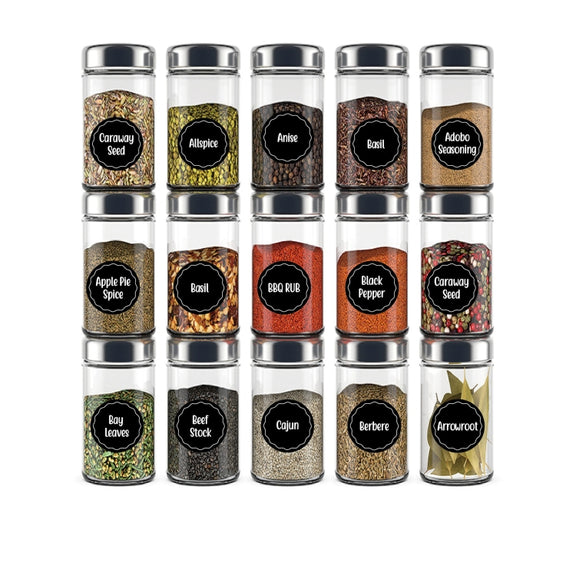 144 PCS Printed Spice Jar Labels Pantry Stickers Blackboard Stickers(Diameter 3.8cm)