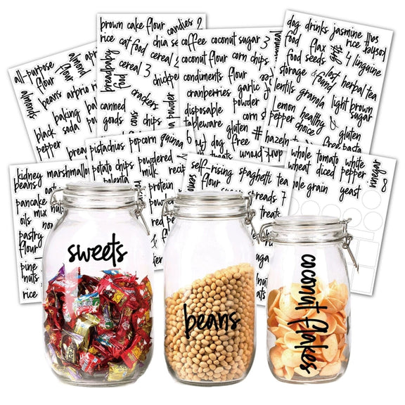 168 PCS Pantry Storage Stickers Water-resistant and Oil-proof Food Label Stickers