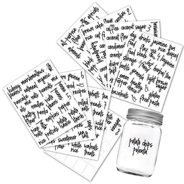 168 PCS Pantry Storage Stickers Water-resistant and Oil-proof Food Label Stickers