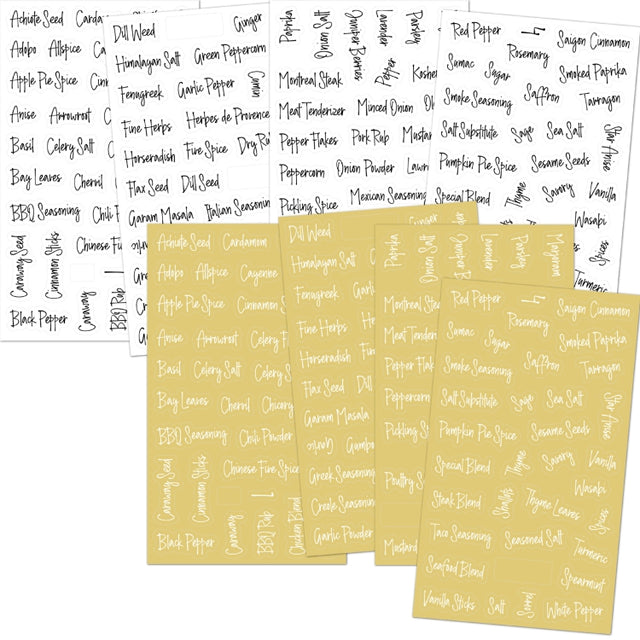 276 PCS Transparent Water-resistant Spice Labels 2 Color Combination Pantry Markers(8 Sheets / Set)